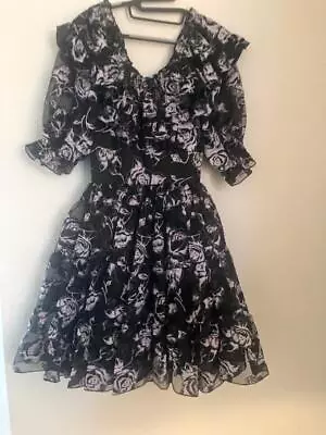 Square Dance Dress Or Just For Fun! Blk & Wht Sheer Floral Lined Full Skirt. • $47.99