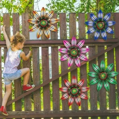 £3.99 • Buy 4X Home Fence Ornament Metal Flower Garden Decoration Wall Art Hanging Sculpture