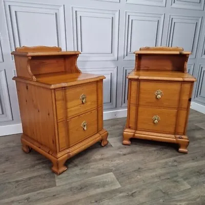 Vintage Pair Of Solid Pine Bedside End Tables Drawers Night Stands - Cabinets • £319.99