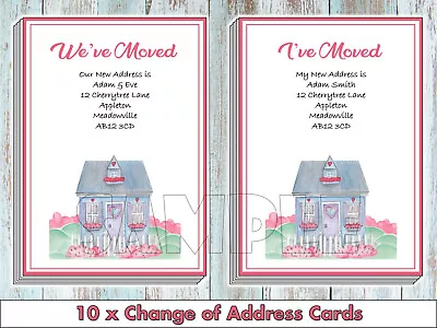 Personalised Change Of Address Cards New Home House Moving With Envelopes X 10 • £3.79