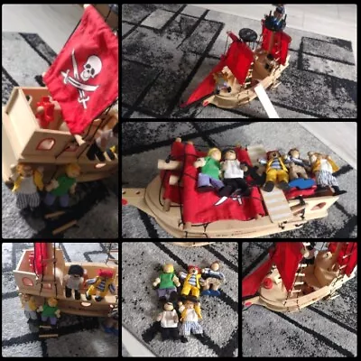 Wooden Tidlo Paragon Pirate Ship With Figures. • £9.55