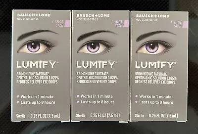 Lumify Eye Drops 3 Bottles .25 FL OZ (7.5mL) EXP 08/2025 • $39.99