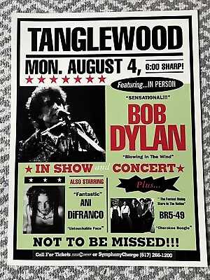 Bob Dylon 1998 Tanglewood Lenox MA Concert Poster • $28