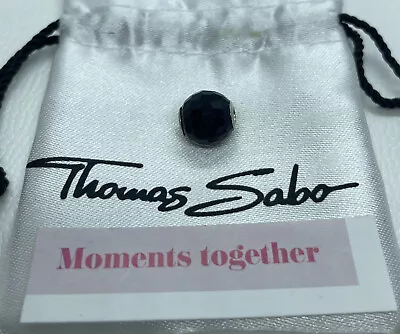 THOMAS SABO BLACK FACETED OBSIDIAN KARMA BEAD CHARM Genuine • $30