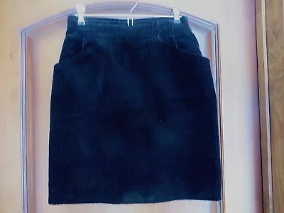 Women's Vintage Laura Ashley Black Corduroy Short Skirt Lined SZ 8 Fits 2-4 Nice • £16.37