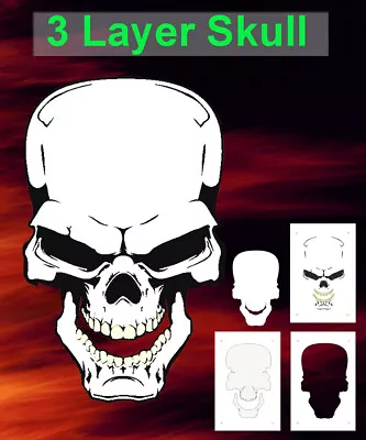 Skull 28 Airbrush Stencil Three Layer Template Spray Vision Best Multi Layer ! • $18