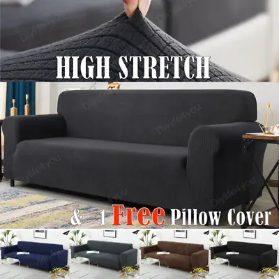 Slipcover Sofa Cover Super High Stretch Couch Furniture Protector 1/2/3/4Seater • $4.99