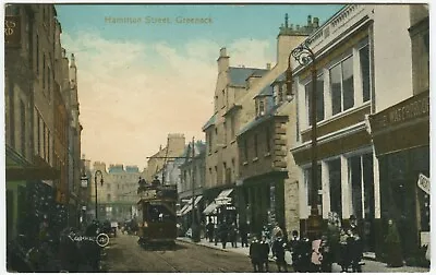 HAMILTON STREET TRAM GREENOCK - Renfrewshire Postcard • £7