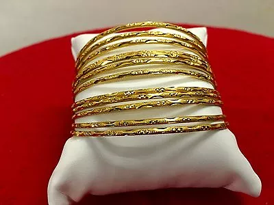 Indian Bollywood Ethnic 12PC Gold Plated Jewelry Fashion Bangles Bracelets Set  • $18.99