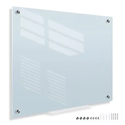 Dry Wipe Frameless Glass White Board Non Magnetic 45cm X 60cm Dry Erase - White • £15.98