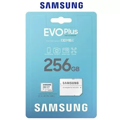 Micro SD Card 256GB Samsung Evo Plus Micro SDXC Class 10 Camera Memory 130MB/s • $45.95