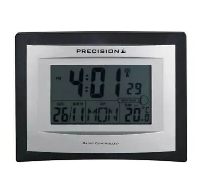 £14.50 • Buy Precision Radio Controlled Date & Day LCD Wall Mountable / Desk Clock PREC0102