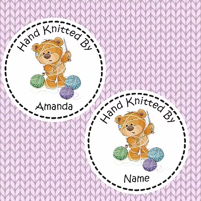 39 Personalised Hand Knitted By Stickers Gift Labels Teddy & Wool PicCrafting • £2.99