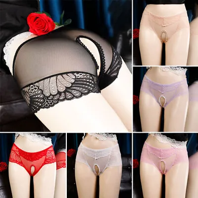 £4.07 • Buy Lady Sexy Lace Sheer Crotchless Underwear Backless Panties Knickers Lingerie New