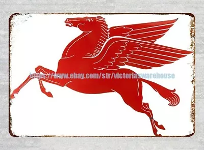  Mobil Oil Gas Pegasus Flying Horse Metal Tin Sign Indoor Wall Art • $18.88