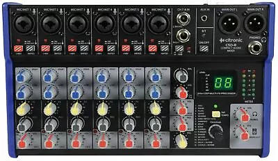 Citronic CSD-8 Compact Mixer With BT And DSP Effects 6 Inputs Mixing Desk • £119.99