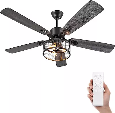 52 Inch Farmhouse Ceiling Fan With Lights And Remote 3-Lights Ceiling Fan • $126.79