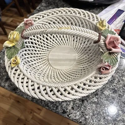 Vintage Capodimonte Porcelain Basket Mollica Made In Italy • $40