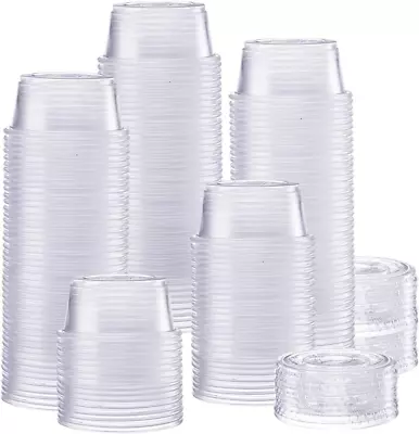 200 Sets-2 Oz. Plastic Disposable Portion Cups With Lids Souffle Cups Jello Cups • $18.95