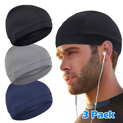 3x Helmet Liner Skull Cap Beanie Sweat Wicking Cycling Sport Quick-dry Hat Wrap • $10.49