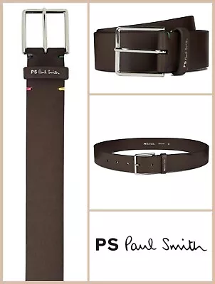 £49.50 • Buy New Paul Smith Spanish Leather Belt - Luxury Brown Leather Logo Belt - Size 36 