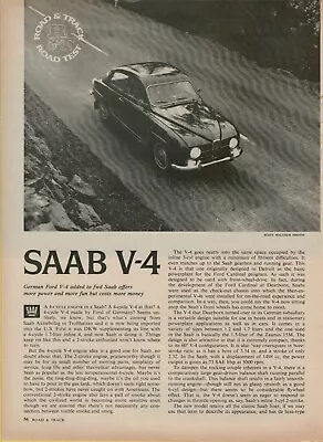 1967 SAAB V-4 German Ford Engine 4 Page Vintage Road Test • $9.99