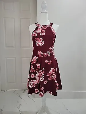 Dress Floral Burgundy/Pink Strap B. Smart Size 9 Juniors  • $32