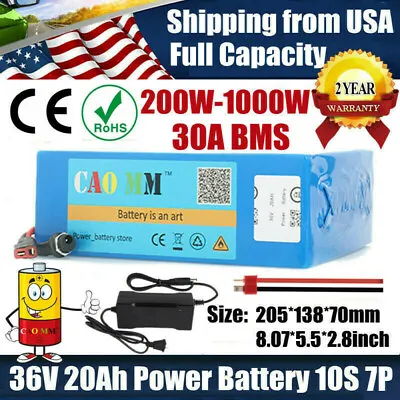 36V 20Ah Li-ion Battery For 250W 350W 500W 750W 1000W Ebike Electric Bicycle Kit • $172.82