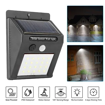 Waterproof LED Solar Power Light PIR Motion Sensor Outdoor Security Wall Lamp US • $11.14