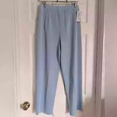 Exclusively Misook Knit Straight Leg Pull On Pant NWT Large Petite Blue • $85