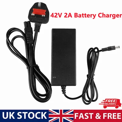 42V 2A Charger For Electric Bike Ebike 36V Li-ion Battery 5.5*2.1mm DC UK Plug • £10.99