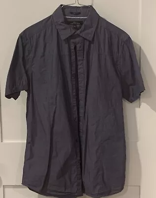 Marc Anthony Mens Button Down Short Sleeve Shirt Blue Slim Fit Cotton Size M • $6