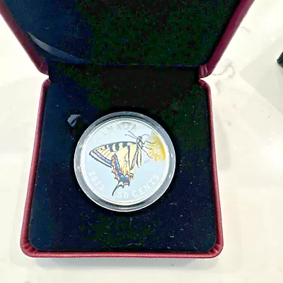 2013 Canada 50 Cent  Silver Coin Butterflies Of Canada: Tiger Swallowtail • $30