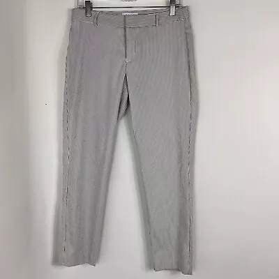 Elle Pants Womens Size 6 Ankle Skinny White Striped Mid Rise Stretch Lightweight • $8.50