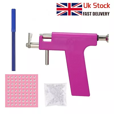 Ear Piercing Gun Set Safety Ear Nose Navel Body Piercing Gun Kit Set W 98 Studs • £8.89