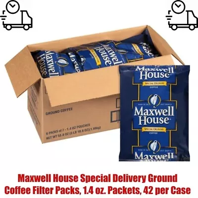 Maxwell House Special Delivery Ground Coffee Filter Packs 1.4 Oz. Packets 42 P • $27.66