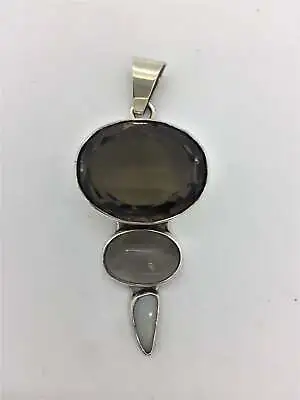 Solid Sterling Silver Smokey Quartz Opal Slide Pendant (Charles Albert Design) • $162.44