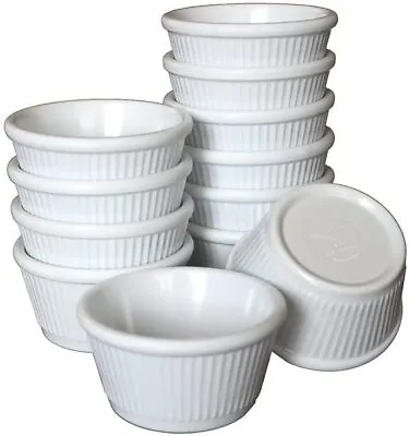 12x Melamine Tableware Fluted Ramekin Condiment Pots Sauce Ramekins Dip Bowls • £6.99