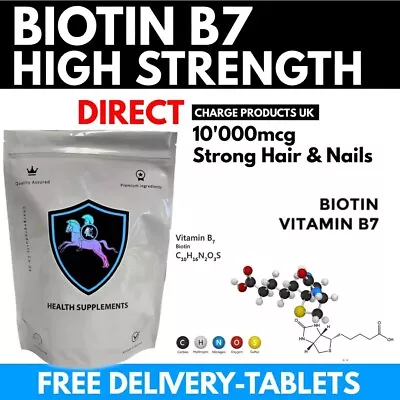 Biotin 180 Tablets Strong Strength Hair Loss Vitamin B7 Nails Pills Supplement • £6.45