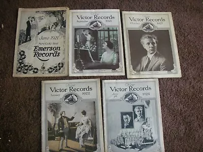 5 Catalogs New Victor Records Emerson Monthly 1921 1922 78 RPM RCA All Different • $9.99