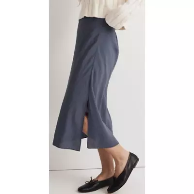Madewell The Layton Solid Midi Slip Side Slit Chic Skirt US Women's 8 New • $45