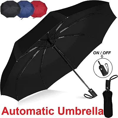 12Ribs Automatic Folding Umbrella Windproof Auto Open Compact With Fiberglass • $23.49