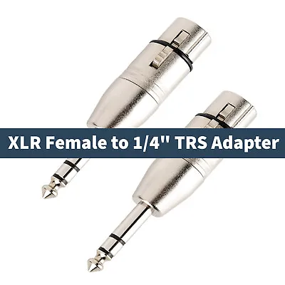 3Pin XLR Female To 6.35mm Male Plug Audio Microphone Mic Adapter • £4.44