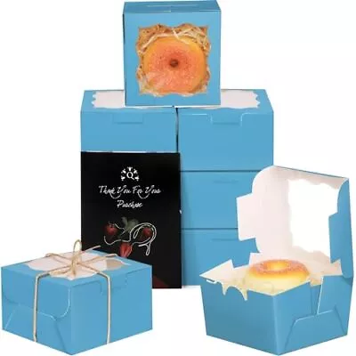 Sky Blue Bakery Boxes With Window 55pcs 4x4x2.5 Mini Cookie Boxes Macaron Box... • $25.68