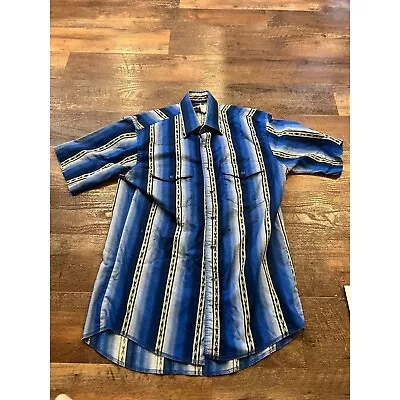 Mens Vintage Wrangler Short Sleeve Button Up Western Pearl Snap Mens Size Small • $49.99