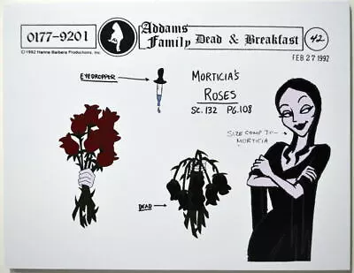Addams Family Dead & Breakfast MODEL SHEET - MORTICIA'S ROSES HB 1992 • $14.07