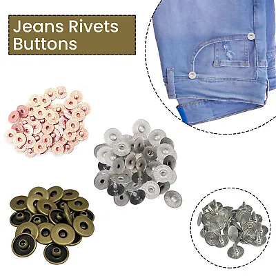 11.5mm Hat Rivets Jean Corner Buttons With Pins For Leather Coats Jacket Bags • £19.39