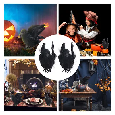 Halloween Decorations Birds Halloween Crows Black Feathered Crows • £8.39