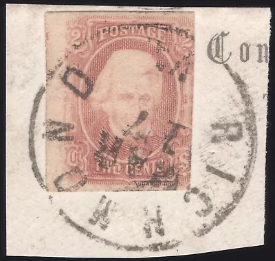 Confederate CSA #8a 2¢ Pale Red Used On Piece RICHMOND VA CDS MAR 17 (1864) • $350