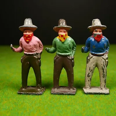 Three Crescent Lead American Cowboys - Wonderful Vintage Figures • £8.99